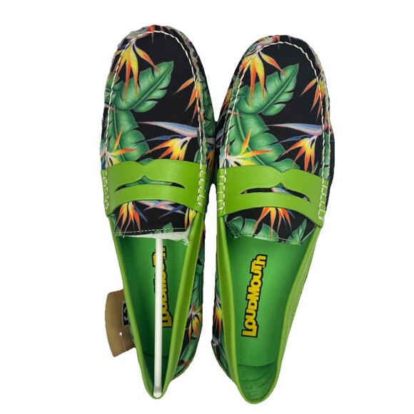 Loudmouth 10.5 Men’s Logan Driving Loafers Leather Bora Tropical Botanical NIB - Picture 1 of 14